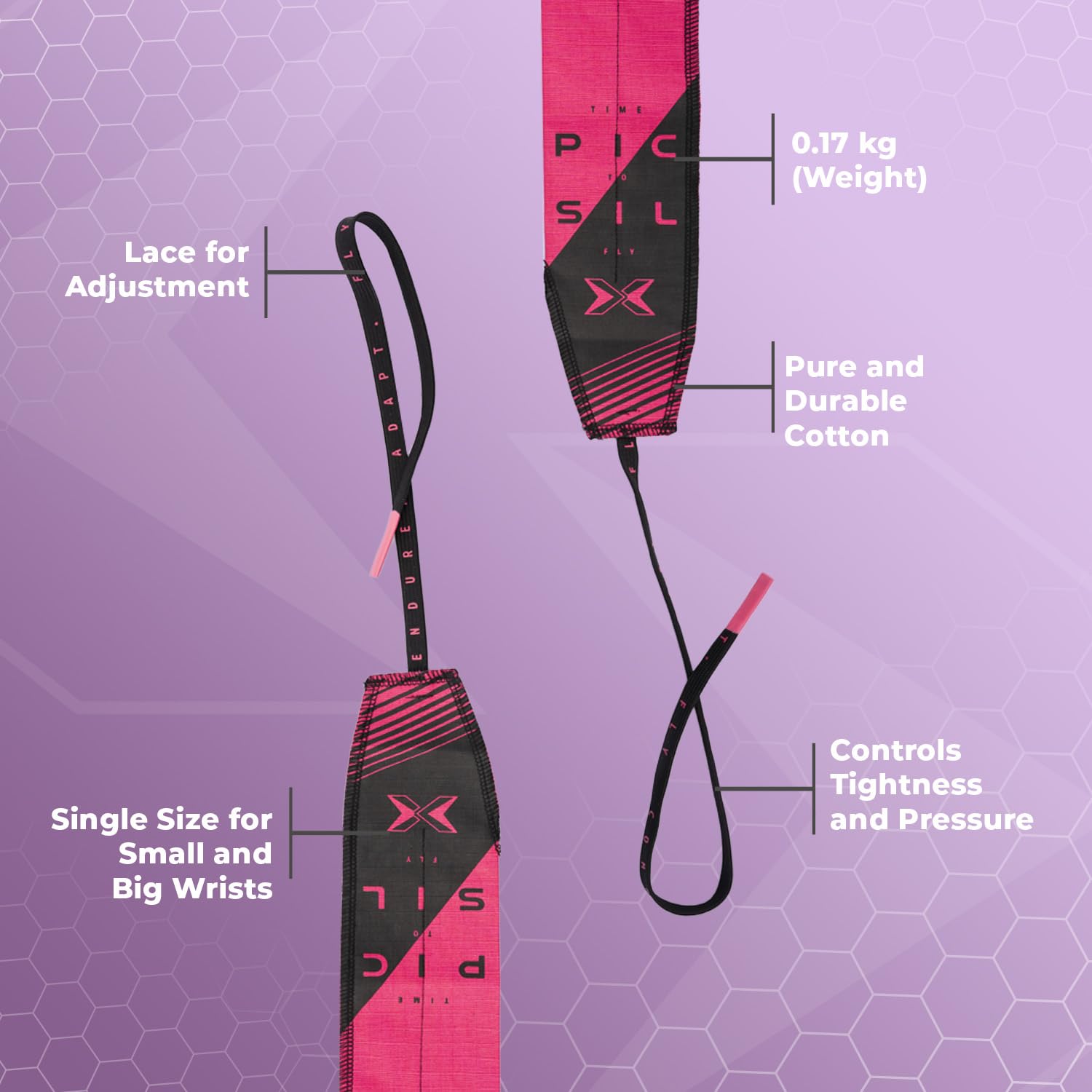 PICSIL Adjustable Wrist Support, Premium Fabric Weightlifting and Yoga Sweat Bands for Gym, for Women and Men, 1 Pair - Image 3