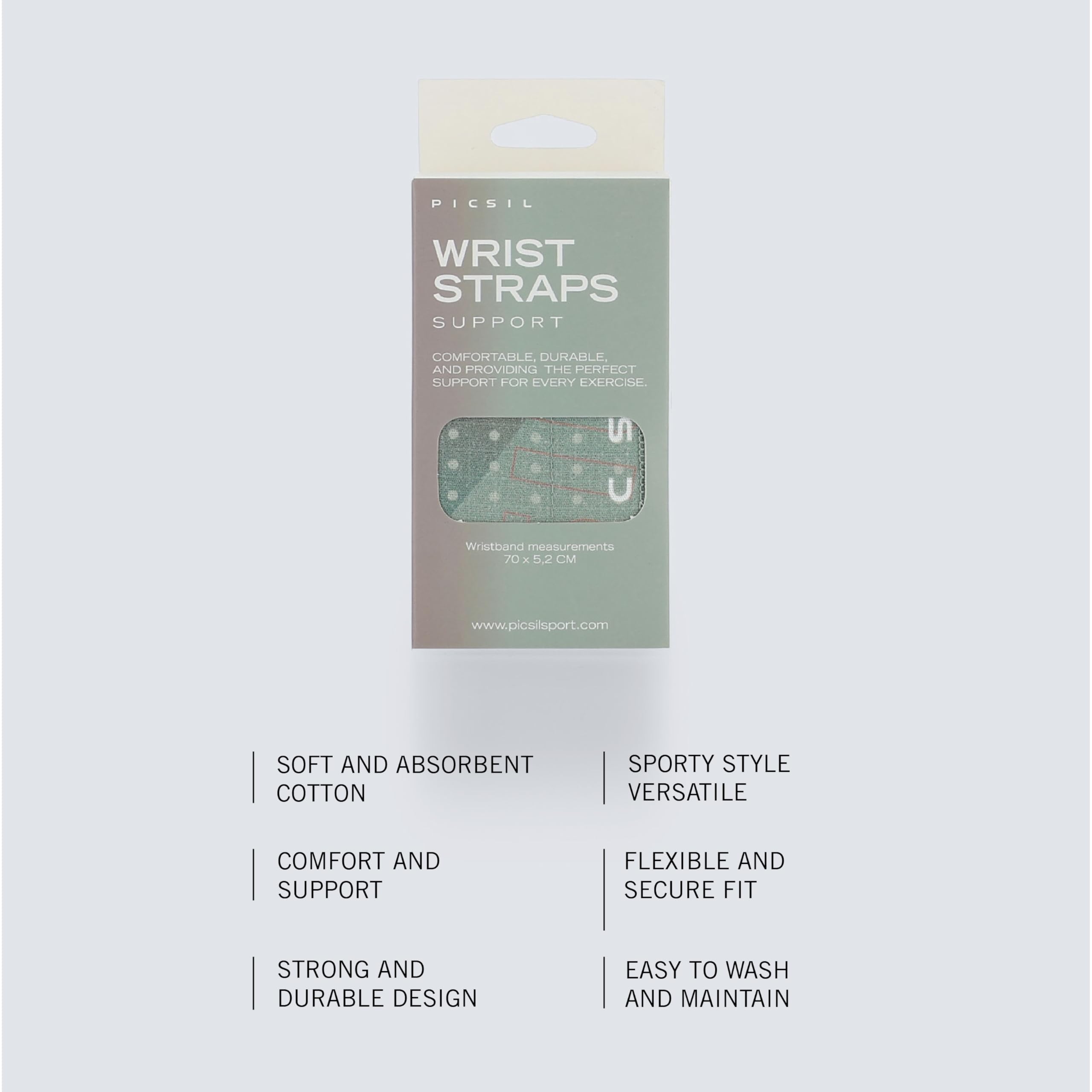 PICSIL Adjustable Wrist Support, Premium Fabric Weightlifting and Yoga Sweat Bands for Gym, for Women and Men, 1 Pair - Image 3