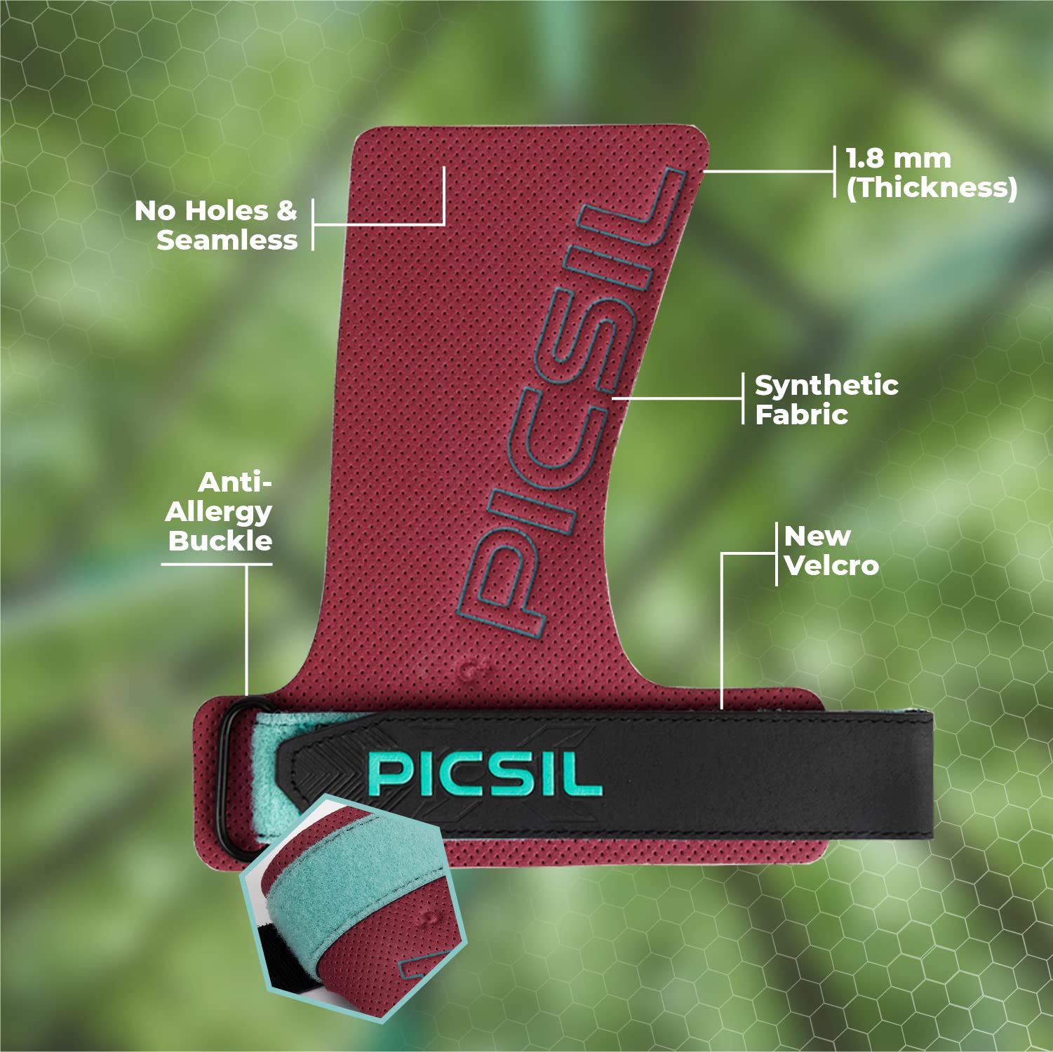 PICSIL Azor Grips, Workout Grips with Increased Magnesium Retention, Light and Resistant Unisex Hand Grips for Weightlifting and Gymnastics, Blocks Rips and Blisters - Image 3