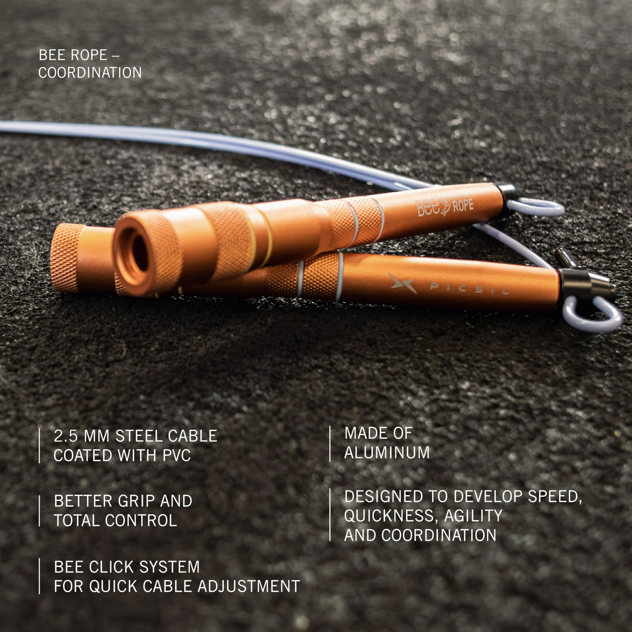 PICSIL - BEE High Speed Skipping Rope | Aluminum & Double Bearing System | Self-Adjusting for Cross Training, Boxing & Fitness | Lightweight 7.4oz | Adaptable for Men, Women & Children | - Image 3