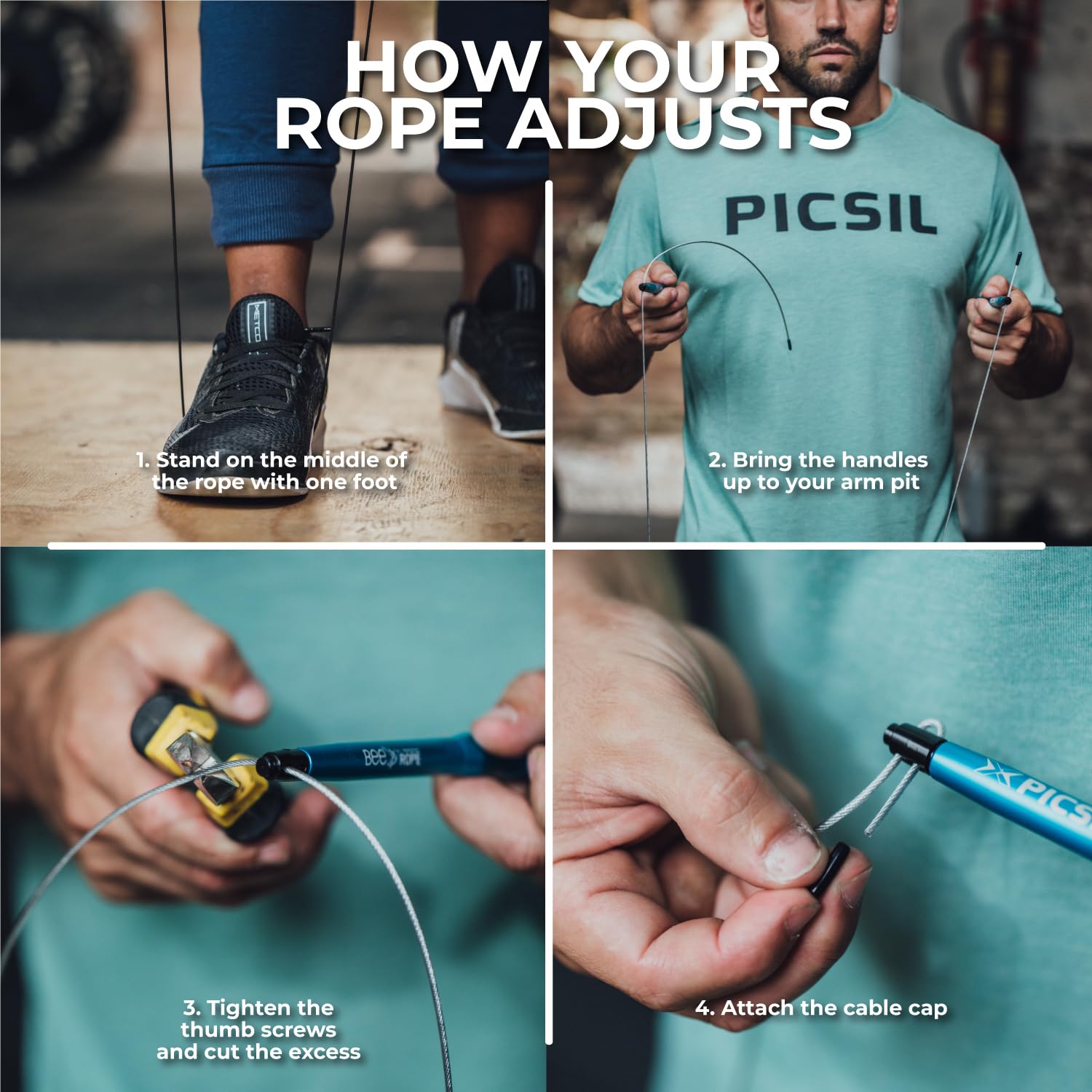 PICSIL - BEE High Speed Skipping Rope | Aluminum & Double Bearing System | Self-Adjusting for Cross Training, Boxing & Fitness | Lightweight 7.4oz | Adaptable for Men, Women & Children | - Image 5