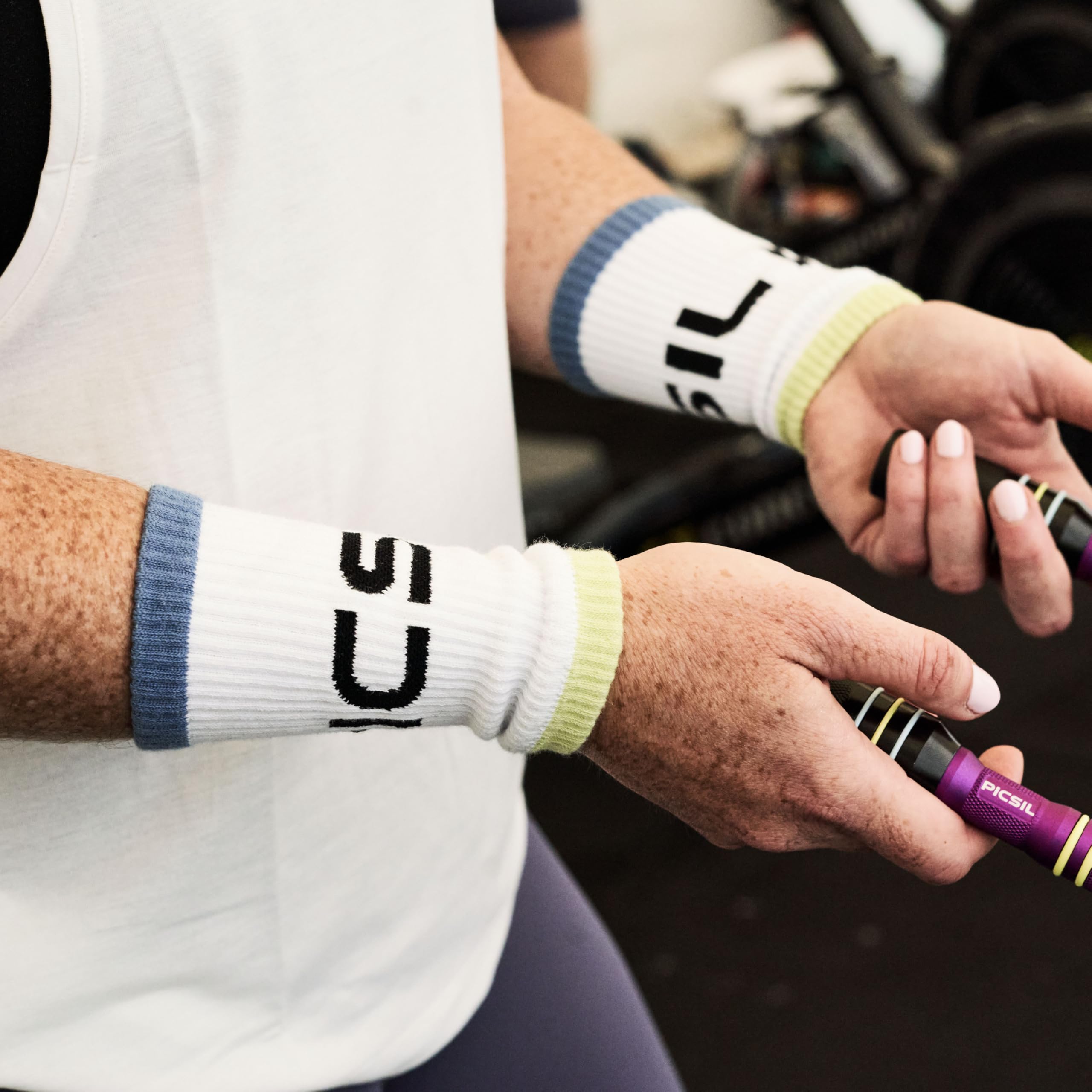 PICSIL - Cotton Sports Wristbands | Absorbent and Breathable | Ideal for Gym, Cross Training, Running and Tennis | Use with Grips | Unisex Design | - Image 7
