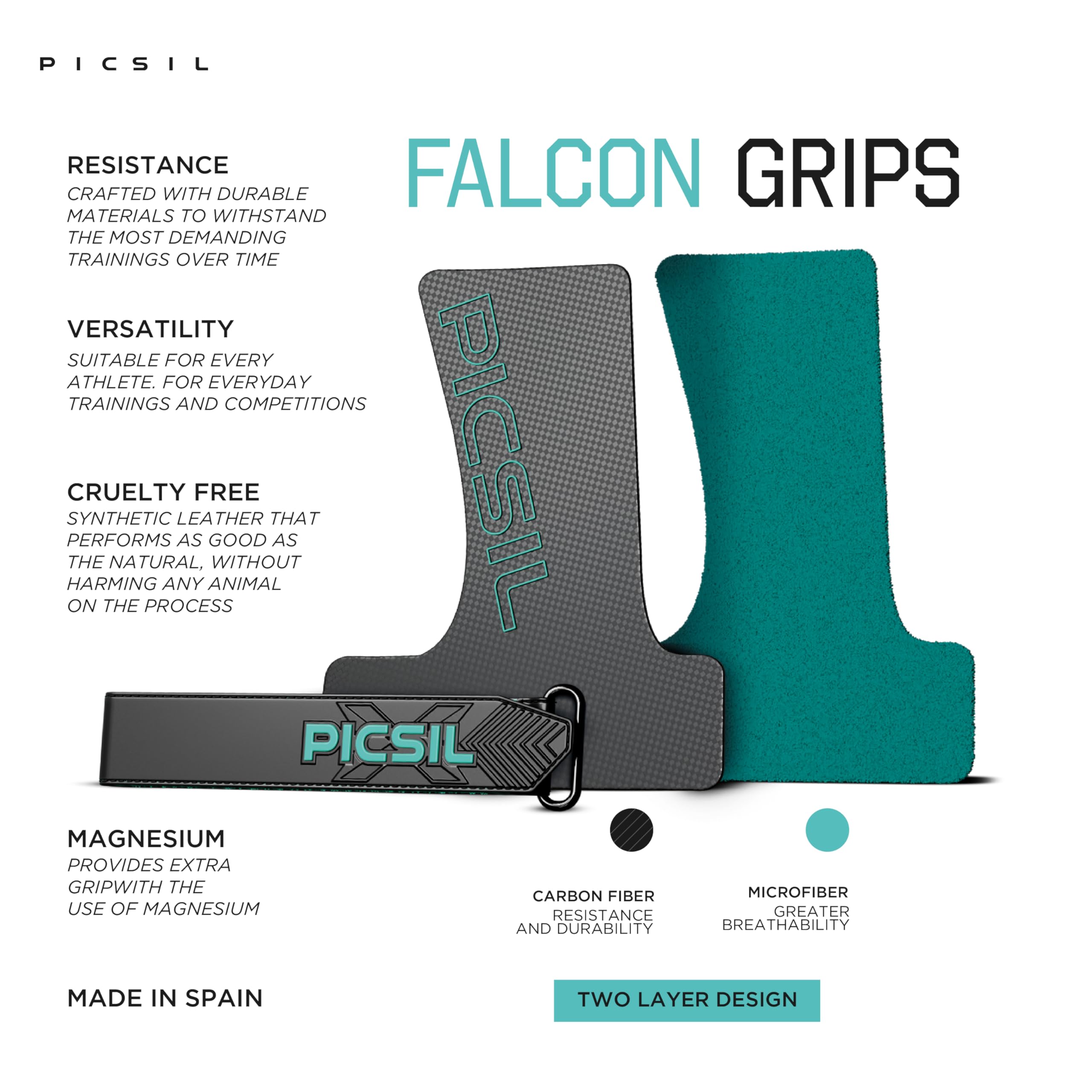 PICSIL | Falcon Grips | Grip All Surfaces and Bar Types | Use with Magnesium | Carbon Fibre Material | for Crosstrainig, WOD, Gym & Calisthenics | - Image 3