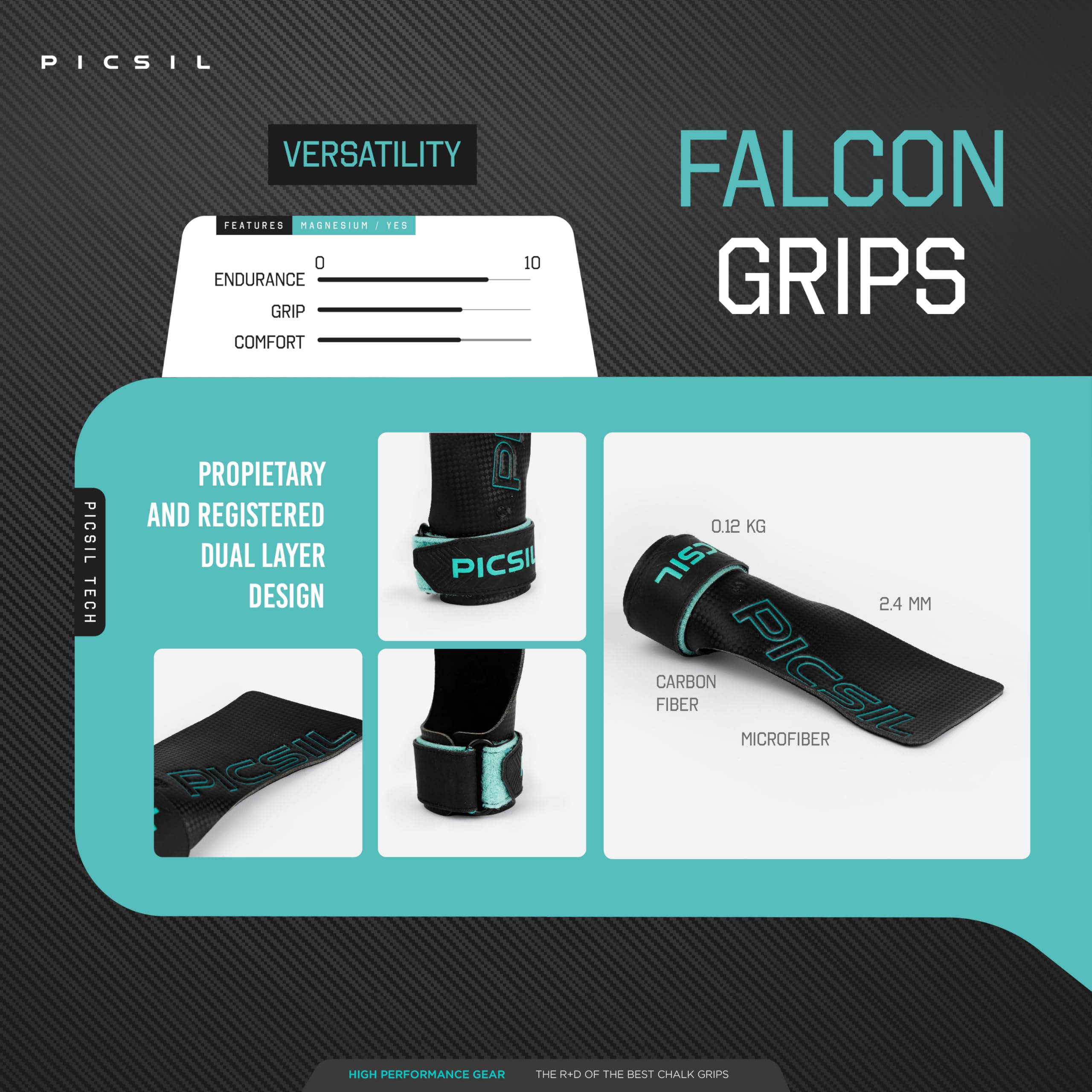 PICSIL | Falcon Grips | Grip All Surfaces and Bar Types | Use with Magnesium | Carbon Fibre Material | for Crosstrainig, WOD, Gym & Calisthenics | - Image 4