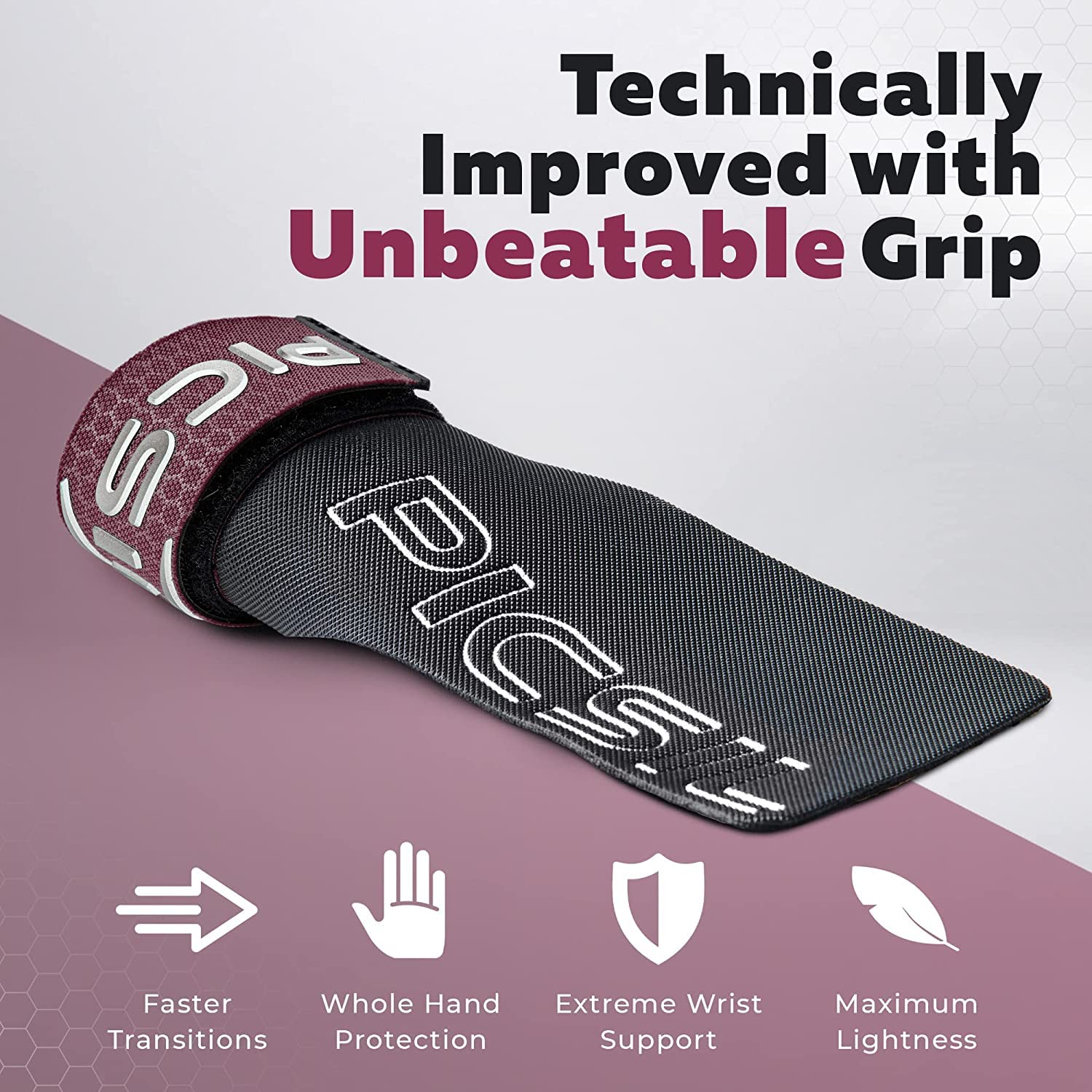 PICSIL Golden Eagle Hand Grips, Fingerless Grip Gloves Wrist Support for Weightlifting & Gymnastics with Micro-Diamond Technology for Magnesium Retention, Blocks Tears & Blisters - Image 4