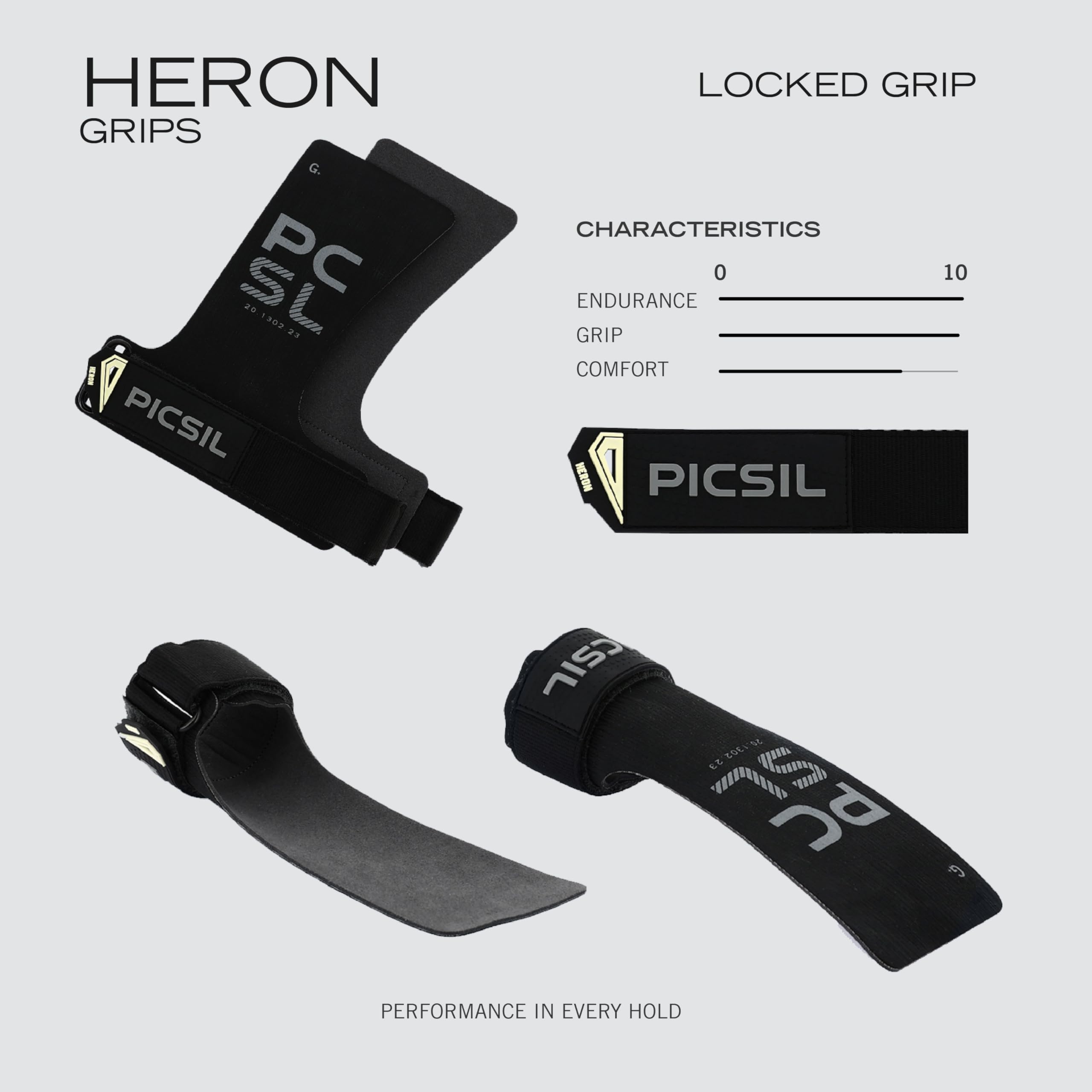 PICSIL - Heron Grips + Wristbands + Carry Bag | Full Hand Protection for Crosstraining & Gym | Use Without Chalk | Hybrid Grip with PU, Aramid & Microfiber | Unisex - Image 5
