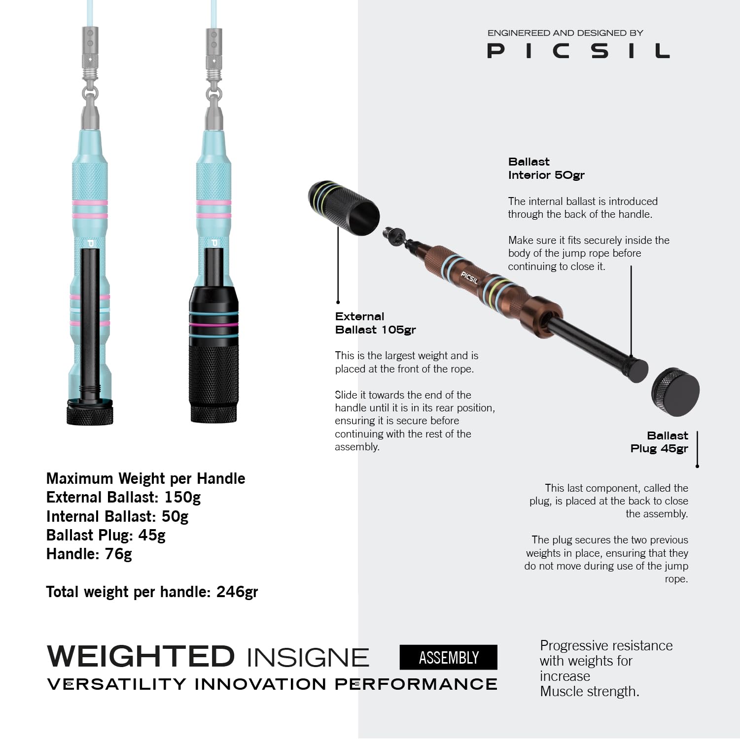 PICSIL Insigne 3-in-1 Jump Rope System: Choose between Speed Rope or Weight Pack – Professional Training Gear for Speed and Strength - Image 3