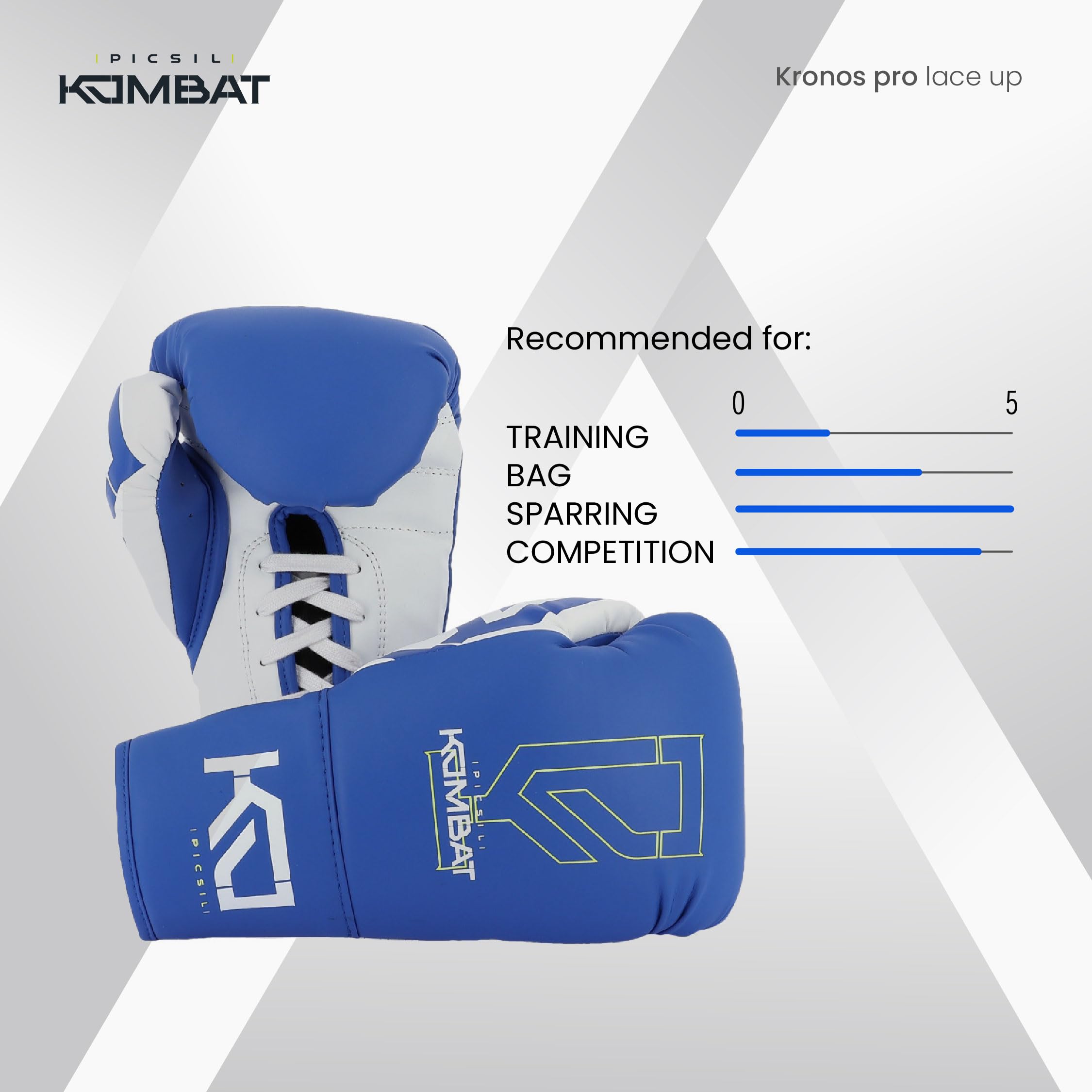 Picsil Kombat Boxing Gloves Kronos Pro Lace Up, Training Gloves for Muay Thai, MMA, Kickboxing, Unisex Design - Image 3