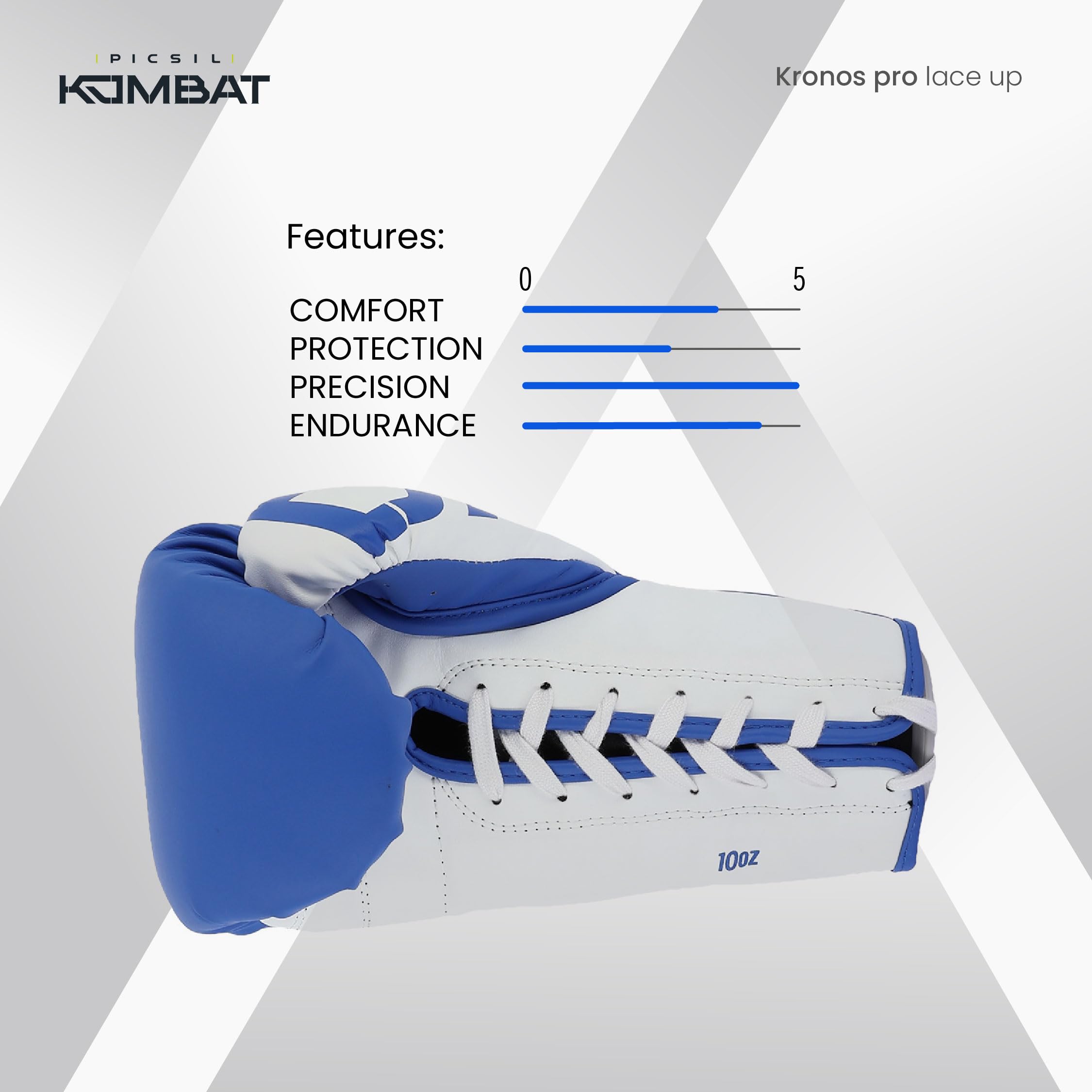 Picsil Kombat Boxing Gloves Kronos Pro Lace Up, Training Gloves for Muay Thai, MMA, Kickboxing, Unisex Design - Image 4
