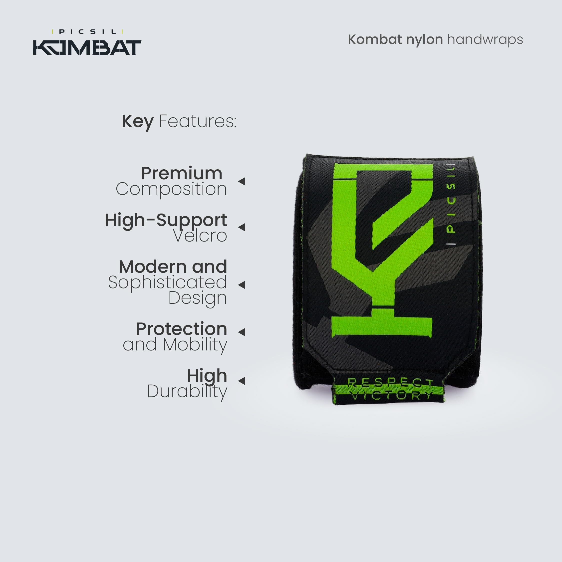 PICSIL Kombat Martial Arts Hand Wraps, Boxing Hand Wraps, Muay Thai, Kickboxing, Unisex Design - Image 3