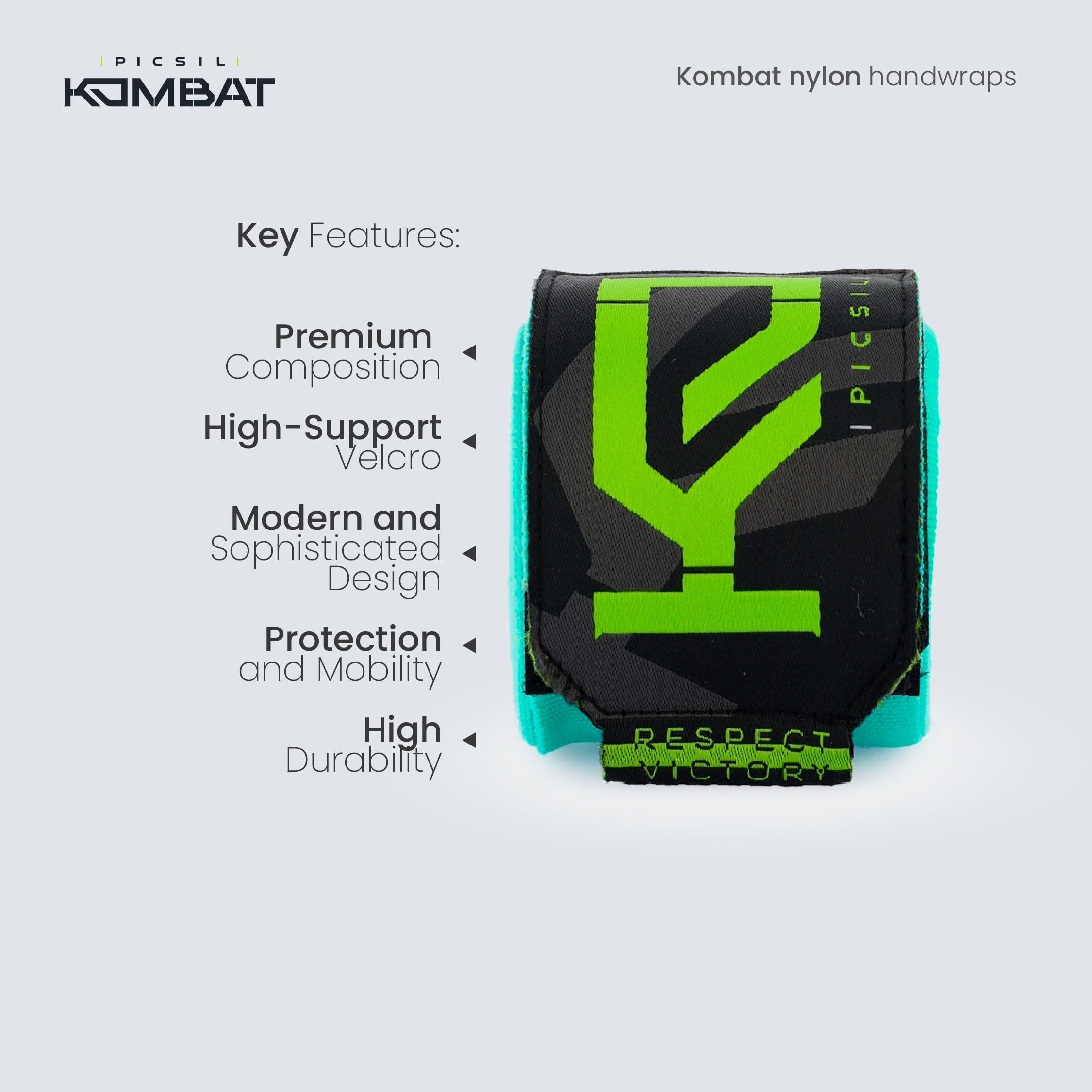 PICSIL Kombat Martial Arts Hand Wraps, Boxing Hand Wraps, Muay Thai, Kickboxing, Unisex Design - Image 3