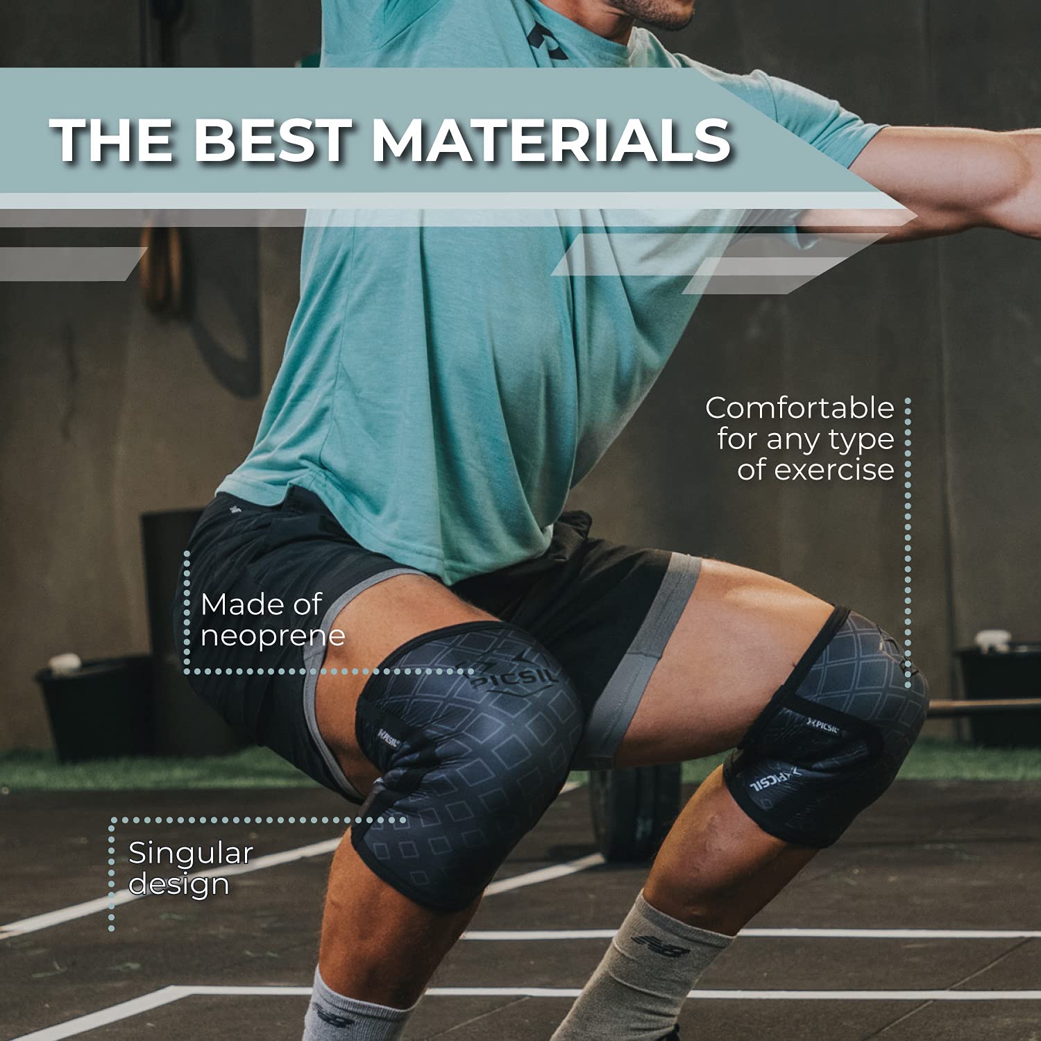 PICSIL Neoprene Knee Sleeve, Knee Brace for Stability and Compression, Stretchable Knee Pads for Training, Non-Slip, Breathable Knee Support Neoprene, Unisex, 1 Pair, 5mm Thick, Black, Extra Large - Image 5