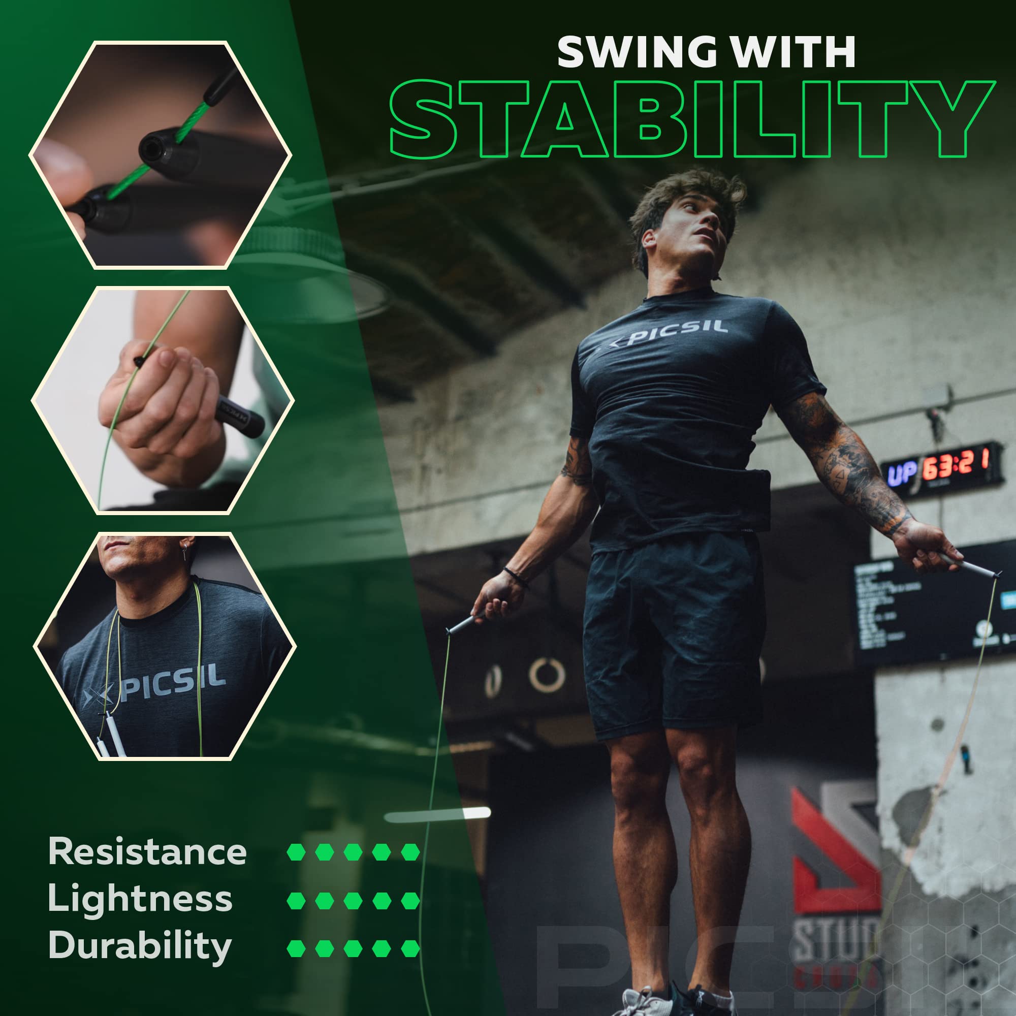 PICSIL - Sphinx Rope | 360° Spin Jump Rope | Dual Bearing System | Fast & Lightweight for Fitness, Cross Training Boxing | Adjustable Cable| Double Rolling | - Image 6