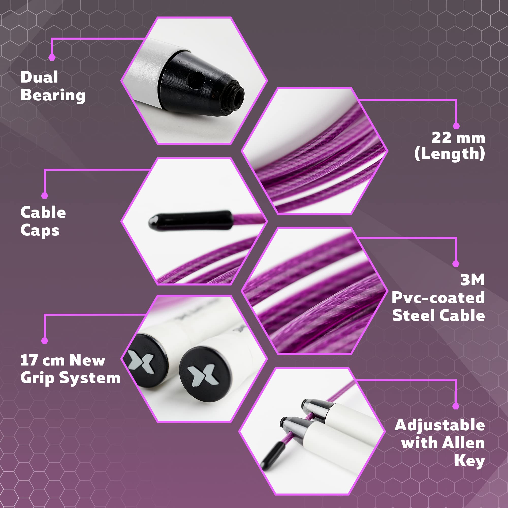 PICSIL - Sphinx Rope | 360° Spin Jump Rope | Dual Bearing System | Fast & Lightweight for Fitness, Cross Training Boxing | Adjustable Cable| Double Rolling | - Image 7