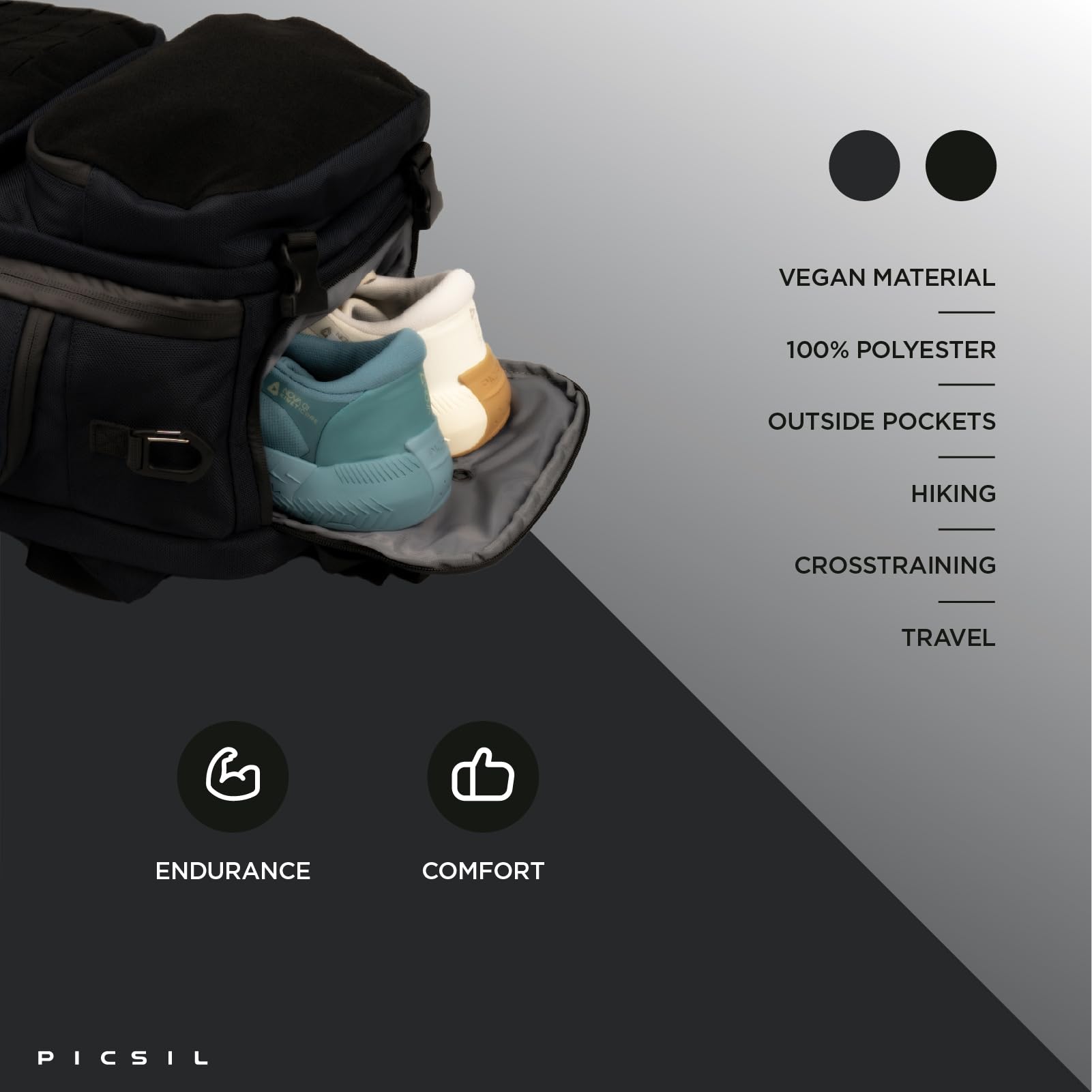 PICSIL - Tactical Backpack Maverick 2.0 | Waterproof 40L | Ideal for Cross training, Camping, Hiking | USB Port and C-Type Charging | Polyester Material | Navy - Image 5