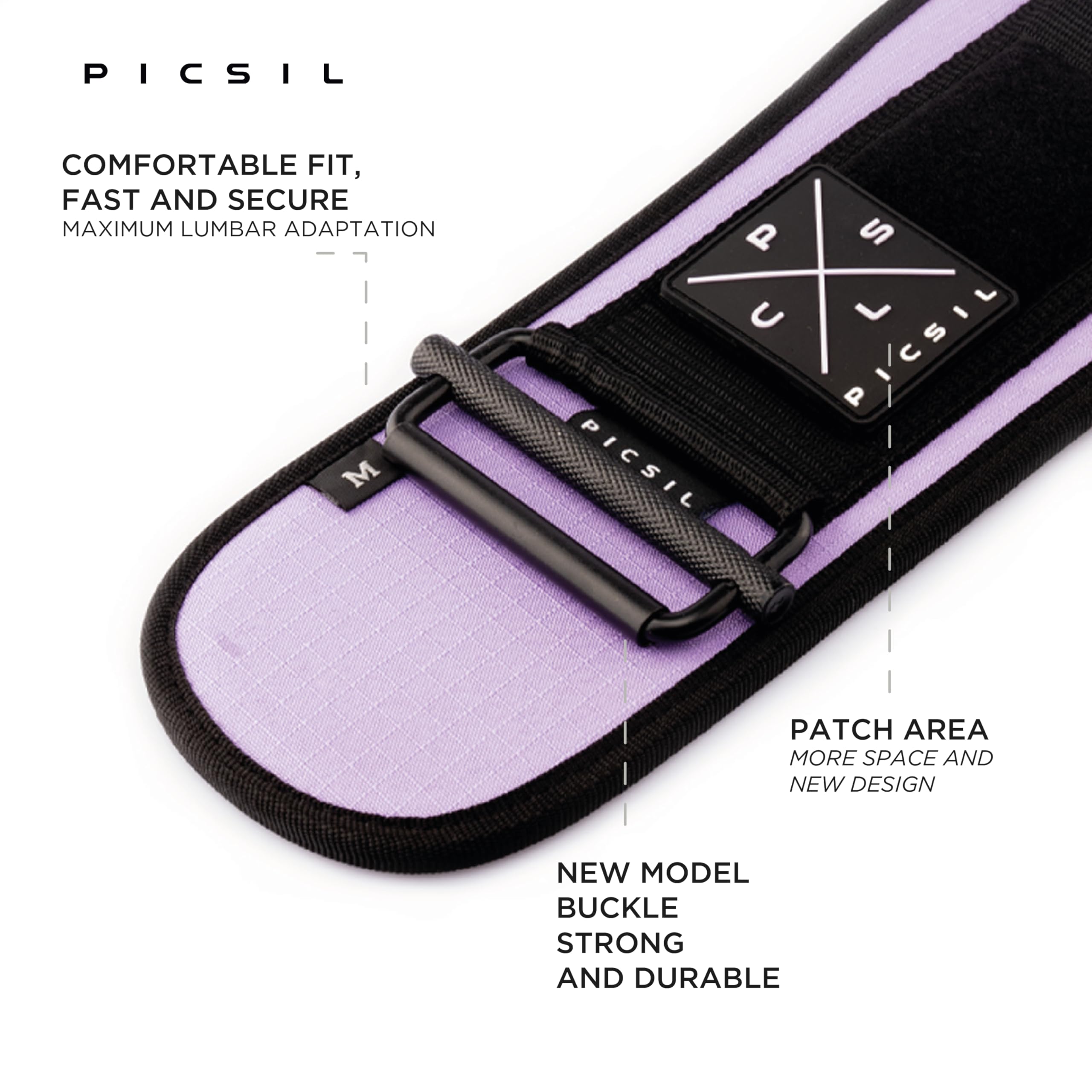 PICSIL - Weight Lifting Belt | Core & Back Support | Customizable with Patch Space | Ideal for Cross training, Squats & Barbell Exercises | Strength Belt for Women and Men | - Image 3