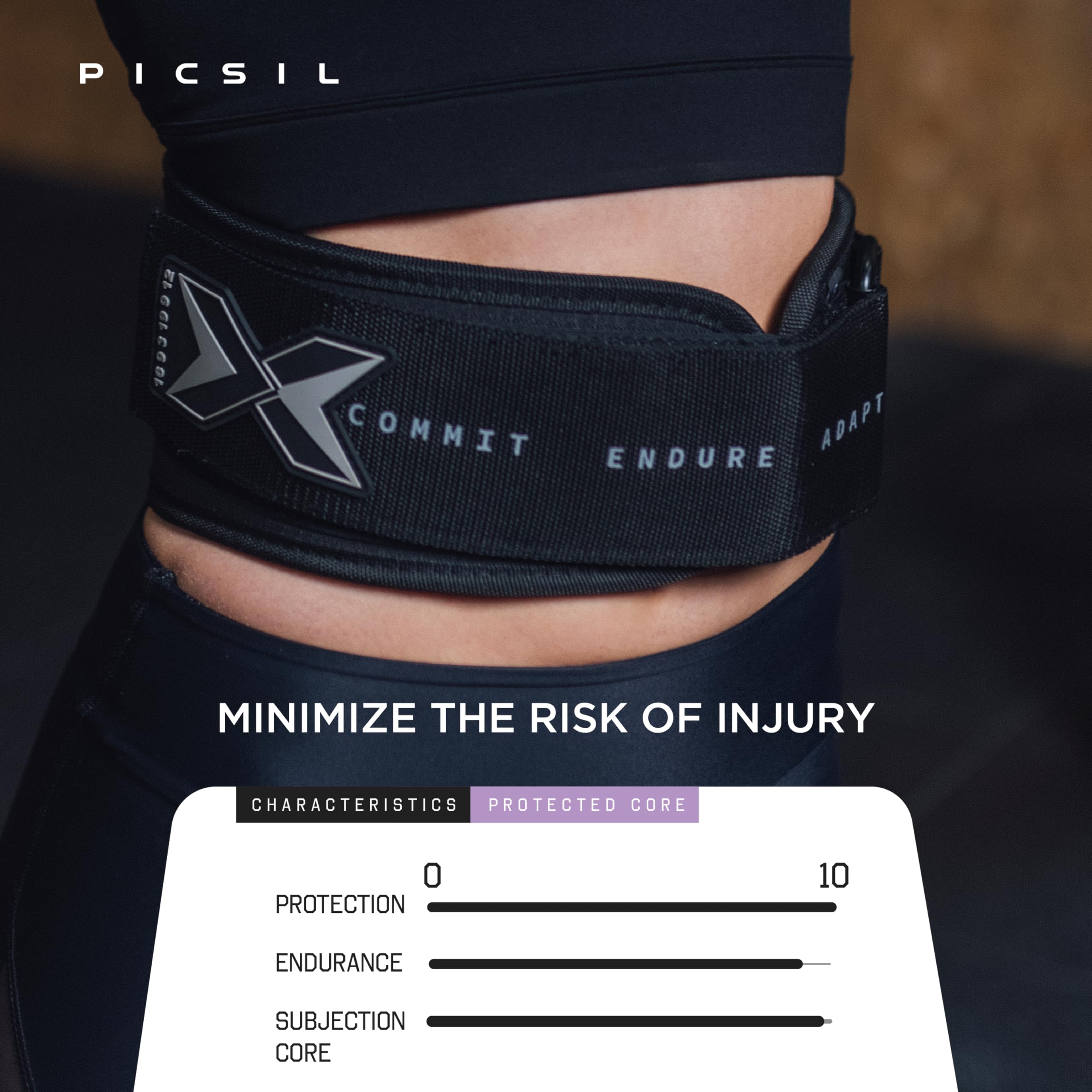 PICSIL - Weight Lifting Belt | Core & Back Support | Customizable with Patch Space | Ideal for Cross training, Squats & Barbell Exercises | Strength Belt for Women and Men | - Image 4
