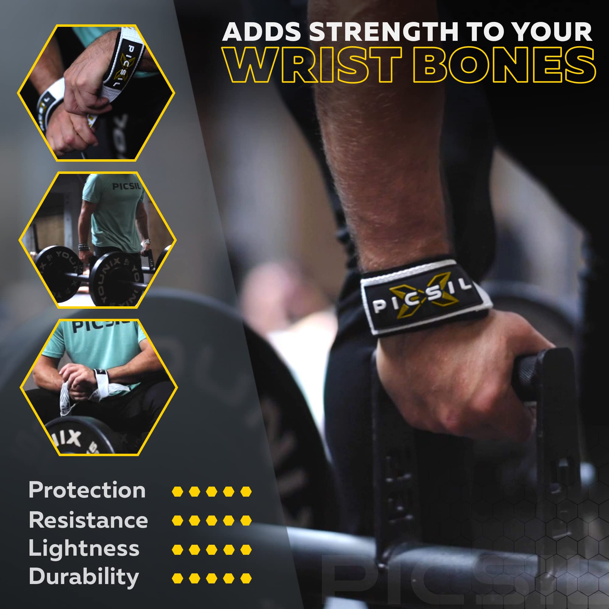 PICSIL - Weight Lifting Straps | Padded Wrist Support & Grips for Powerlifting | Ideal for Gym, Cross Training & Fitness with Hooks | Enhances Grip & Stability | Versatile for Deadlifts | - Image 5