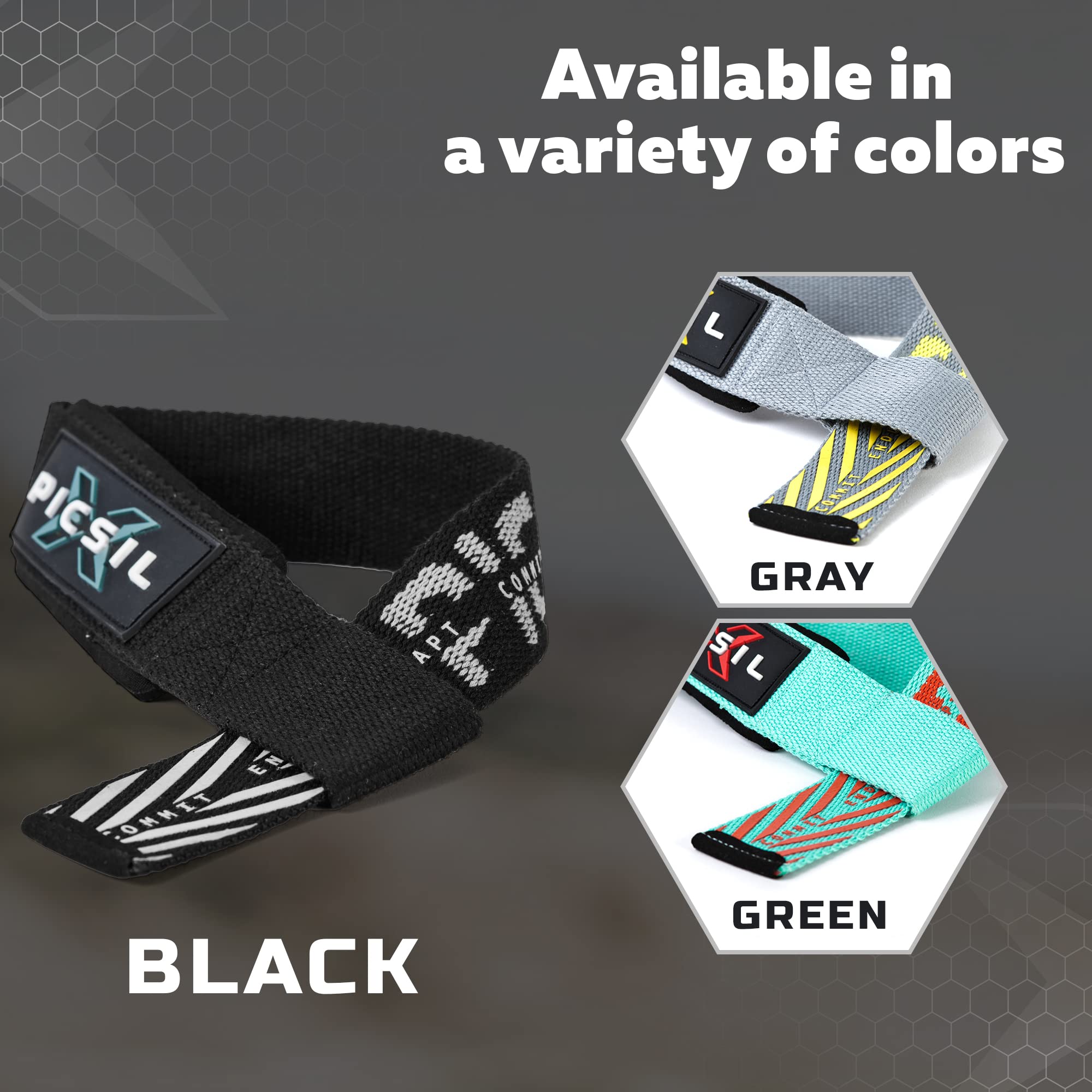 PICSIL - Weight Lifting Straps | Padded Wrist Support & Grips for Powerlifting | Ideal for Gym, Cross Training & Fitness with Hooks | Enhances Grip & Stability | Versatile for Deadlifts | - Image 6