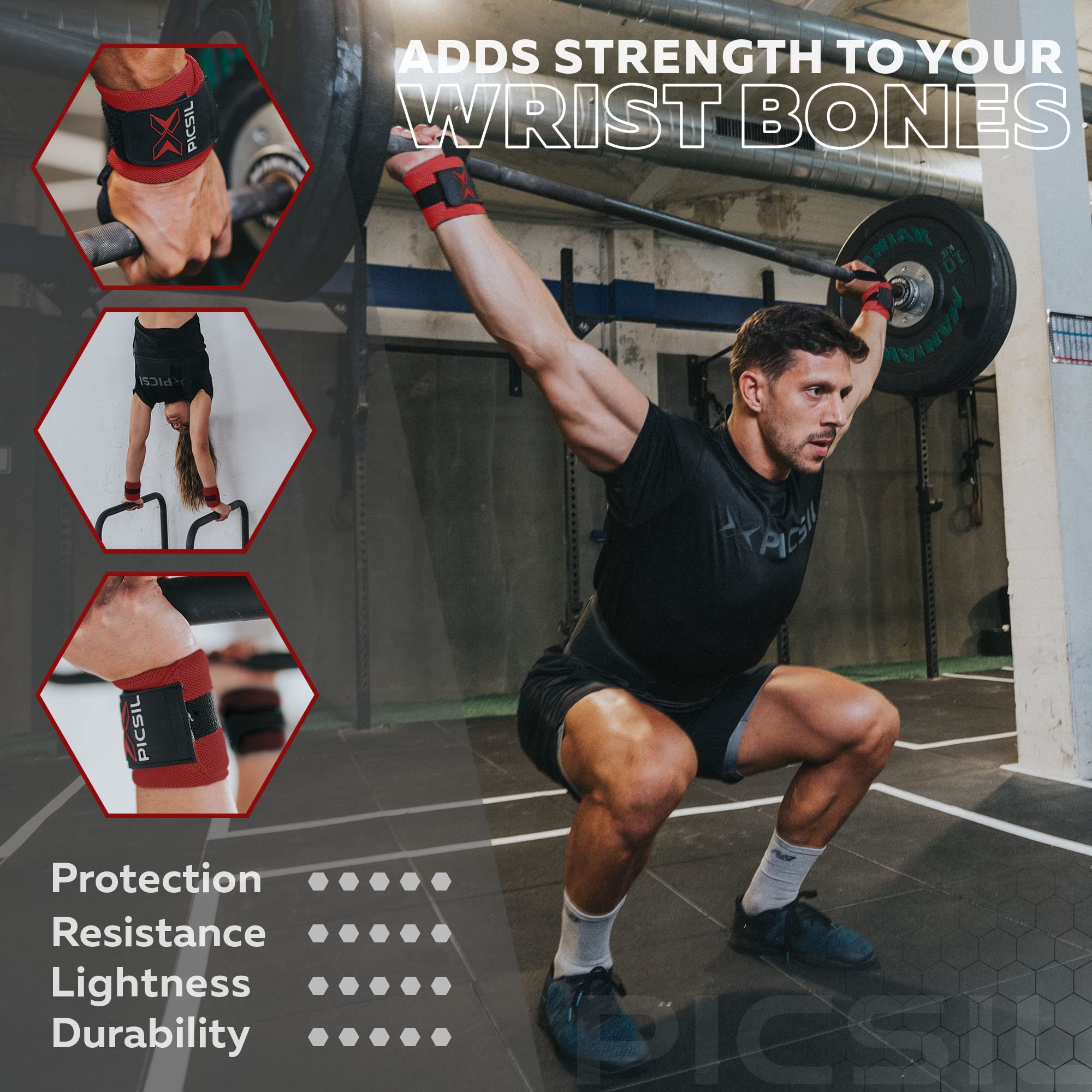PICSIL - Wrist Support for Cross Training | Reduce Wrist Discomfort | High Performance | Elastic Nylon | Prevents Tendonitis | Ideal for Gym, Bodybuilding, Boxing, Calisthenics | - Image 5